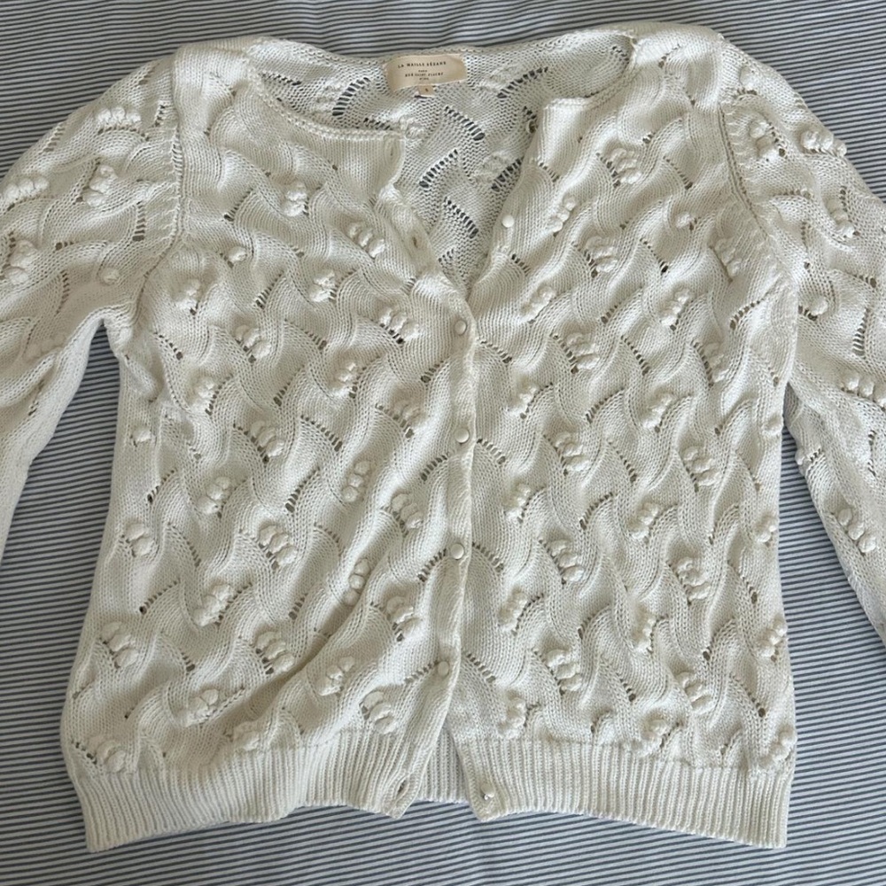 sezane white knit marthe cardigan